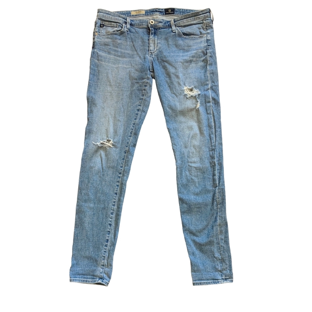 AG Adriano Goldschmied Legging Super Skinny Distressed Ripped Jeans size 31 31R